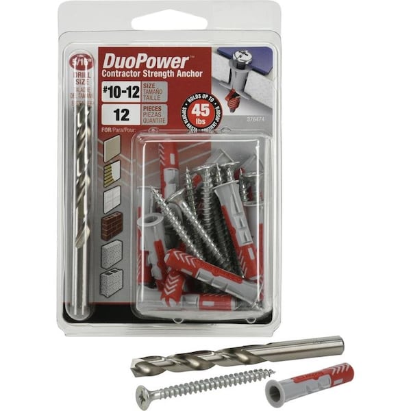 Hillman HILLMAN 5/16 in. D X 1.625 in. L Nylon Round Head Screw and Anchor 12 pk 376474 - main